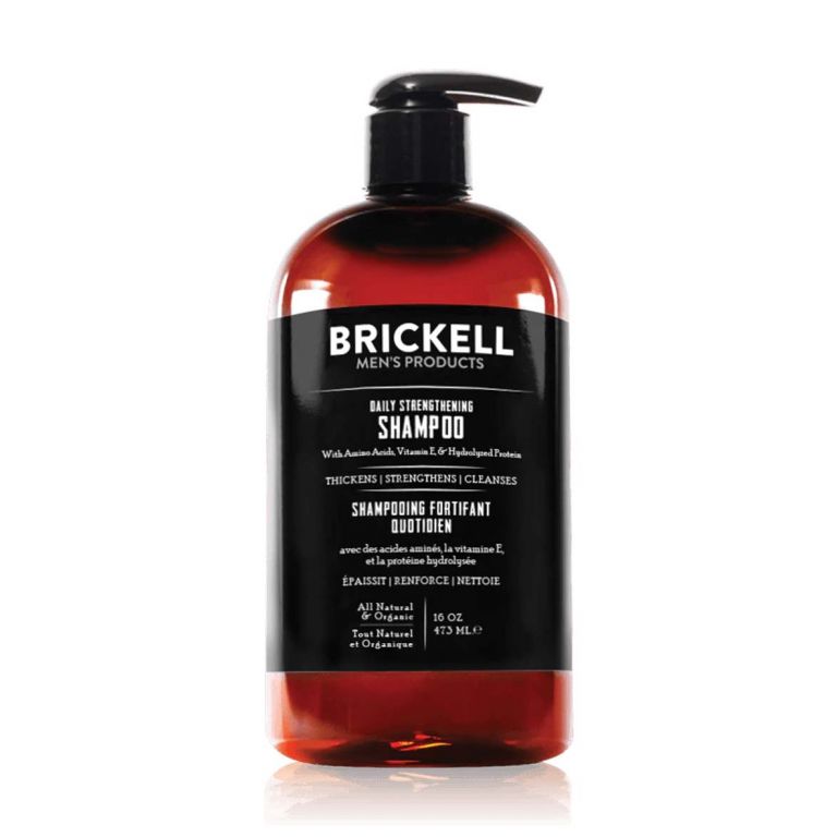 Brickell Daily Strengthening Shampoo met Pomp 473 ml.